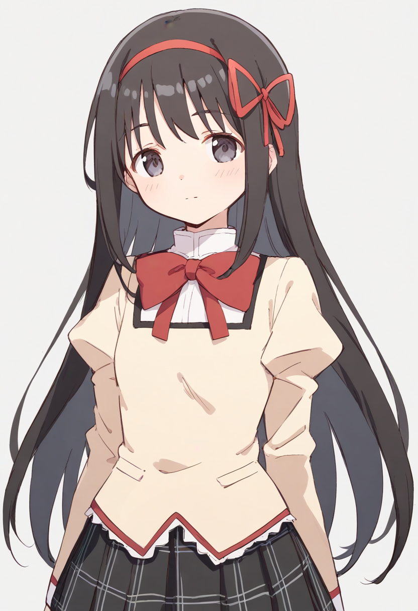 <lora:akemi_homura_XL-bf16-pony-v1:1> 1girl, akemi homura, school uniform, hair ribbon,, BREAK score_9, score_8_up, score_7_up, BREAK source_anime, best quality, masterpiece, uncensored,<lora:sdxl_lightning_4step_lora:1>(clear eyes:1.2),(4 finger:0.5),zPDXLpg