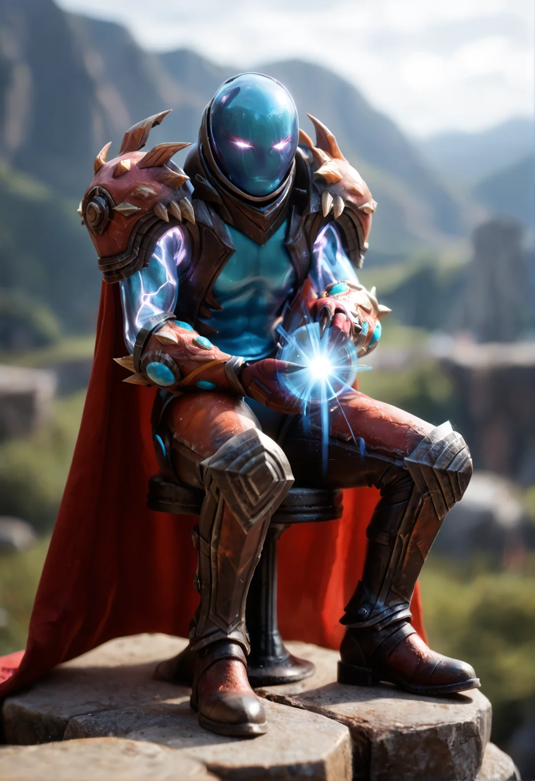 <lora:Arc_Warden_v1:1> arc_warden_v1,
1boy, no humans,
glowing,
claws,
armor, cape, helmet,gloves, shoulder armor, boots, gloves,, score_9, score_8_up, score_7_up, score_6_up, derpibooru_p_95,
detailed eyes, beautiful, detailed background, perfect eyes,
blur censor, blurry, blurry background, blurry foreground, bokeh, motion blur,
chromatic aberration, depth of field, figure, focused, focus
photography, realistic sun light and shadows, photorealism, UHD --ar 9:16 --style raw --stylize 700,
solo,
Mesmerizing summit panorama, spring, Peaceful ponds, Bridges, side view, seductive eyes, seductive pose, smiling, closed eyes, sitting on rock, arching back, arching her back, pleasure, hand on own chest, hand on own forehead,