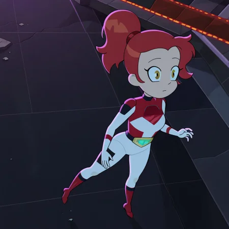 masterpiece,best quality,amazing quality,very aesthetic,absurdres,newest, huge filesize,
highres, absurdres, very aesthetic, high resolution, ultra detailed, perfect details, dynamic angle, Outdoors, bright, sunny
full body, Gotron Girls, Kendra, Redhead ponytail, yellow eyes, Gotron bodysuit,Red Gotron bodysuit, 1girl,solo