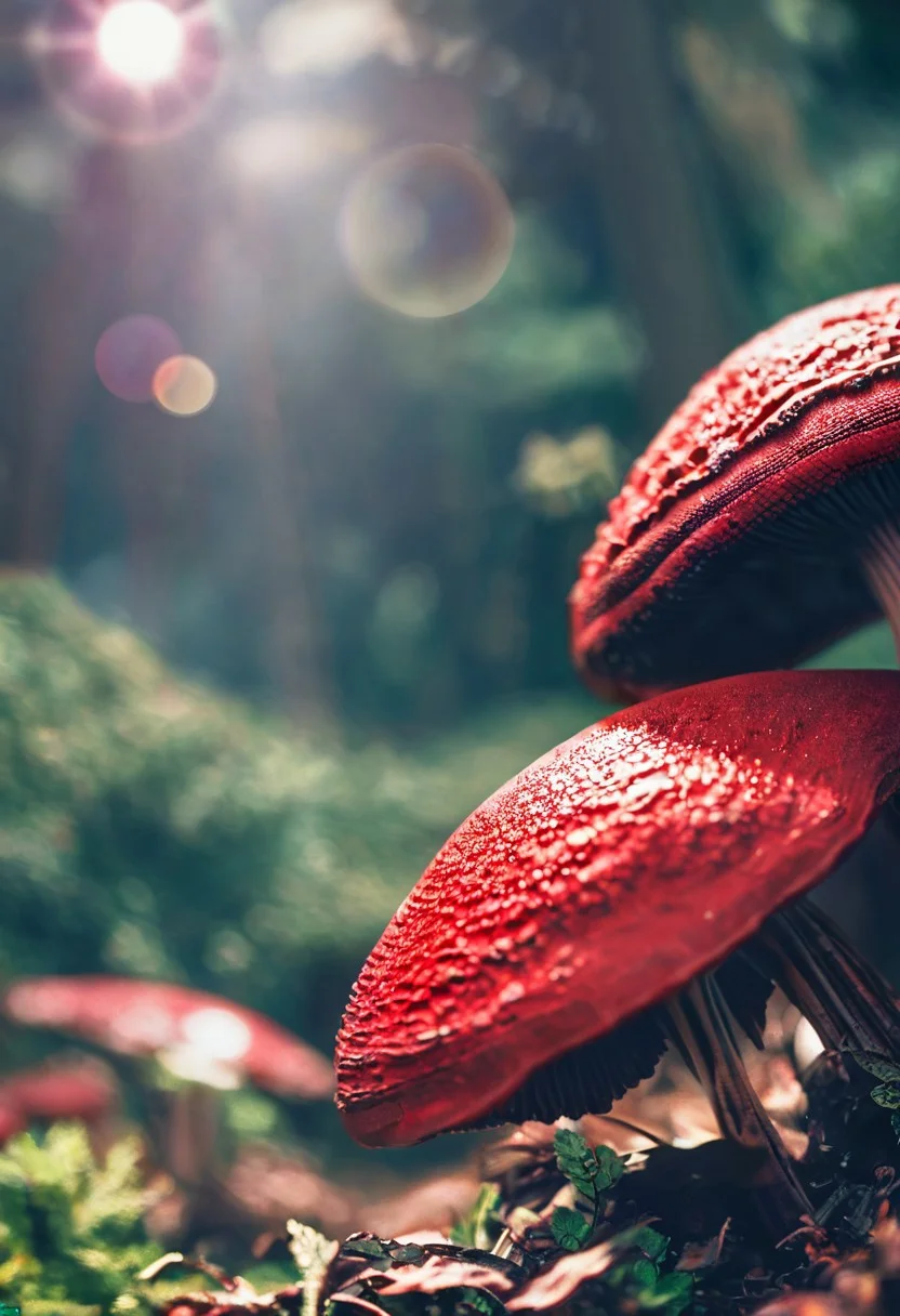 score_9, score_8_up, score_7_up, forest, red mushroom, sunny, lens flare, close-up, highly detailed, mossy stones, dew <lora:zy_Realism_Enhancer_v2:0.9>