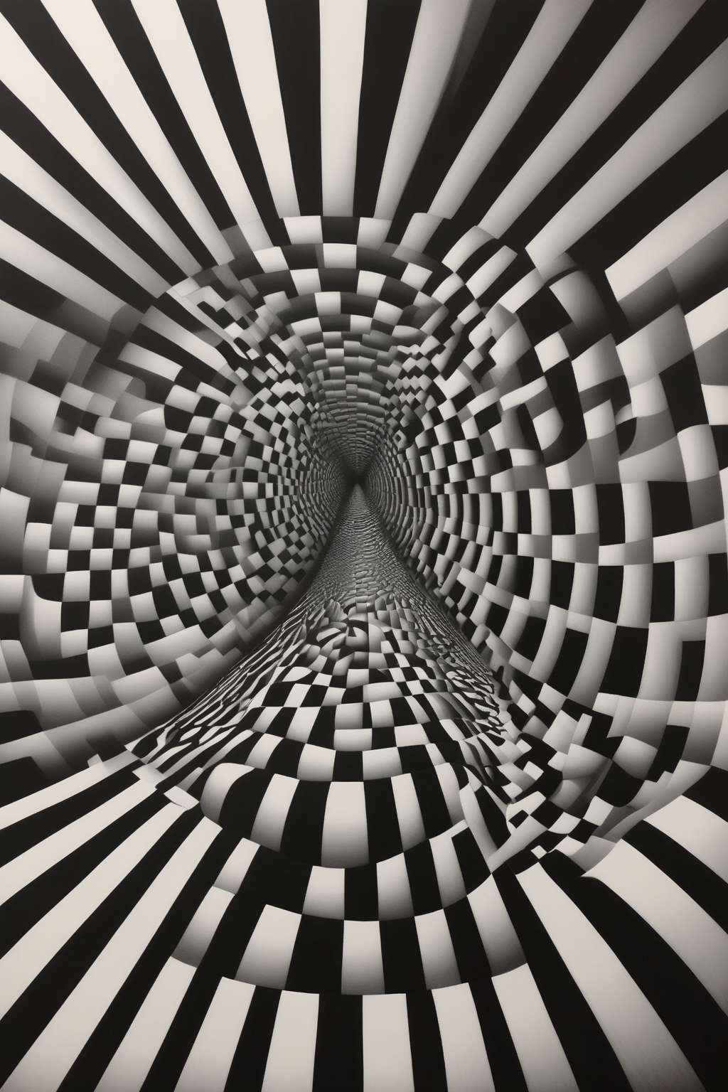 <lora:Op Art:1>Op Art - an image that capitalizes on the concept of motion-induced blindness. Generate an optical illusion by incorporating elements that induce the perception of disappearing or appearing objects through motion patterns. Create a scene where certain objects intermittently vanish or materialize due to the specific arrangement and movement of elements. Challenge the human eye's ability to detect and interpret the changing visual stimuli, resulting in a captivating optical illusion