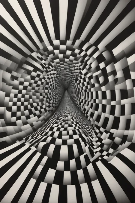 <lora:Op Art:1>Op Art - an image that capitalizes on the concept of motion-induced blindness. Generate an optical illusion by incorporating elements that induce the perception of disappearing or appearing objects through motion patterns. Create a scene where certain objects intermittently vanish or materialize due to the specific arrangement and movement of elements. Challenge the human eye's ability to detect and interpret the changing visual stimuli, resulting in a captivating optical illusion