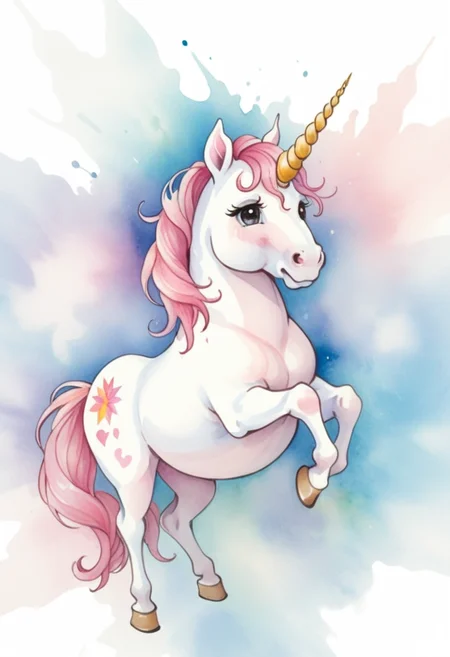 Abstract style art of cute unicorn, abstract watercolor, csw, (black eyes),<lora:CSW-Style-2-000017:0.8>, Non-representational, colors and shapes, expression of feelings, imaginative, highly detailed