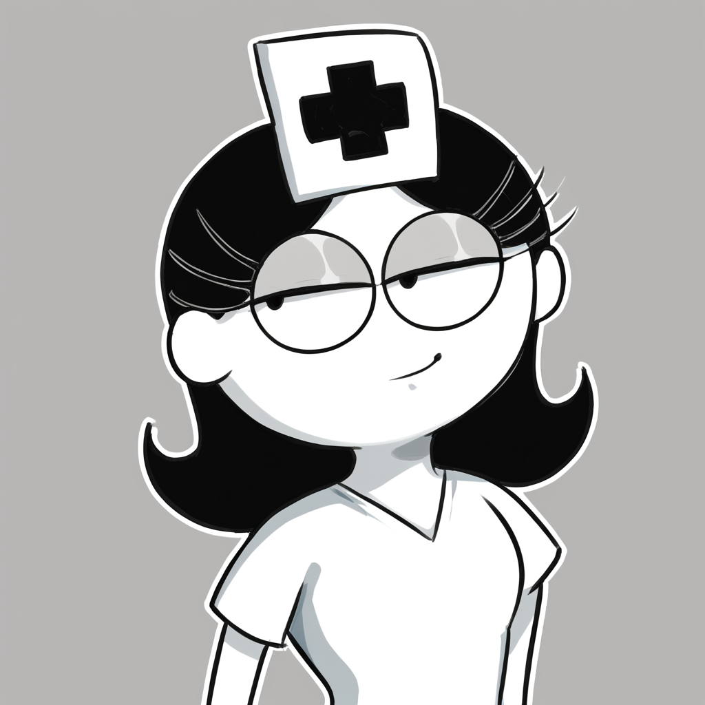 score_9_up, score_8_up, BREAK, NursepopTarts, 1girl, solo, black hair, black eyes, white skin, nurse cap, white dress, upper body, <lora:NursePoptarts_PXL_Leaf2:1>