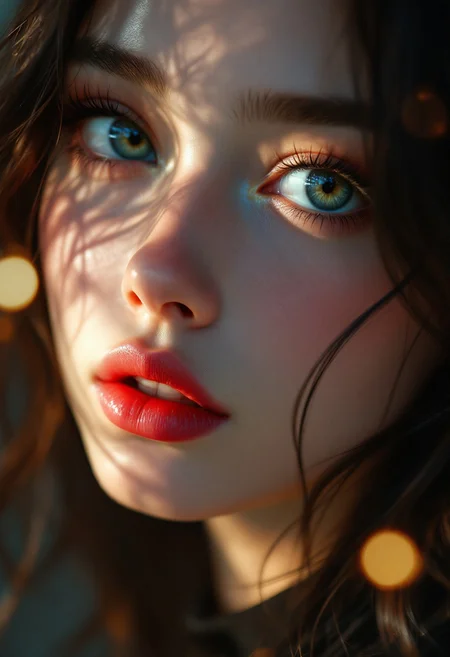 hyperrealistic digital painting by Jeremiah Ketner and Charlie Bowater and Stanley Artgerm and Thomas Saliot and J. Scott Campbell, shallow depth of field, realistic anime, bokeh, lifelike anime woman, closeup on cute face, eyes, lips