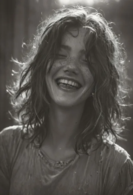 font face portrait of a laughing woman with broken teeth and freckles with hair over her face, hair over both eyes,
atmospheric haze, Film grain, cinematic film still, shallow depth of field, highly detailed, high budget, cinemascope, moody, epic, OverallDetail, 2000s vintage RAW photo, photorealistic, candid camera, color graded cinematic, atmospheric lighting, imperfections, natural, shallow dof