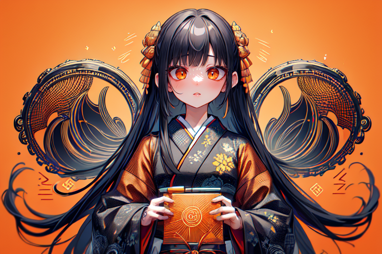 highly insanely detailed, masterpiece, top quality, best quality, highres, 4k, 8k, RAW photo, (very aesthetic, beautiful and aesthetic),  
(code_style,codestyle),japanese text,(sympattern,geometric pattern), 
<lora:CodeStyle (half generic class)_564920:0.8>, 
(1girl:1.3), 1other, 
(pure orange background,transparent background:1.2),âââ