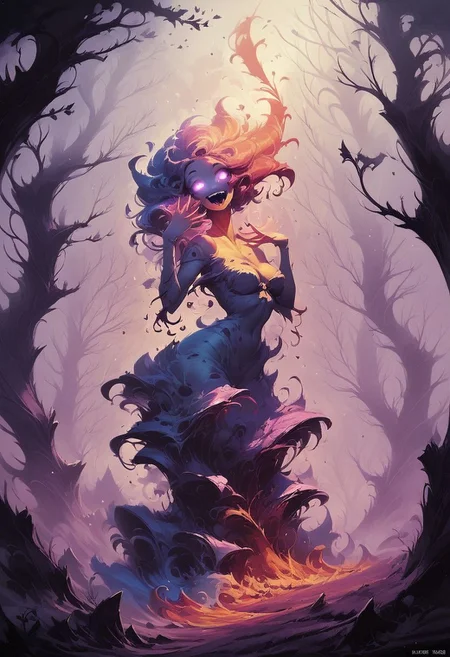 score_9, score_8_up, score_7_up, score_6_up, score_5_up, score_4_up,zPDXL, source_cartoon,(female:1.2), (ghost girl, colorful skin), beautiful, attractive, beast, undead, giant, creature of the night, forest, sexy, full body, glow, glowing eyes, 8k detail, cute, punk, happy,
