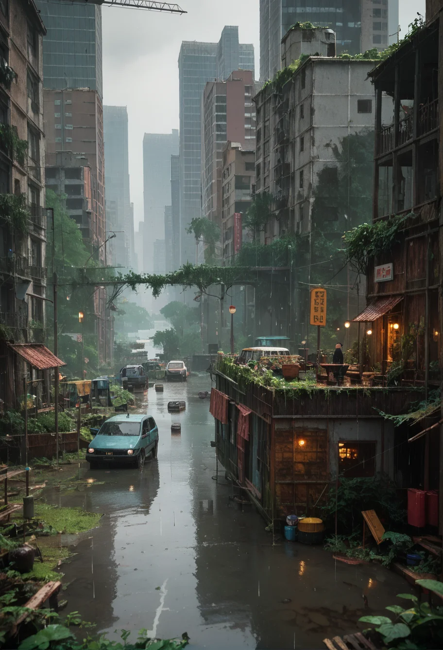 score_9,score_8_up,score_7_up,8k,,ruanyi0723,post-apocalypse,overgrown,moss,,ruanyi0714,water drop,rain,<lora:0723 post-apocalypse_v1_pony:1>,<lora:0714 rainy day_v1_pony:0.6>