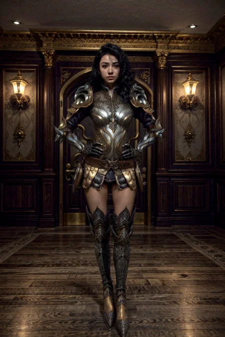 <lora:HXarmour_069:0.8> 35mm photograph, film, bokeh, professional, posing in a royal chamber in a fantasy castle, hxarmour, pretty cheerful 20yo girl, (full body light golden armor:1.4), hyperrealistic, super realistic, sharp focus, OverallDetail, SkinHairDetail, 8k, (((masterpiece))) (((ultimate quality))), epiCPhoto, exquisite beauty, perfect eyes, perfect nose, perfect lips, happy face, high texture resolution, photorealistic, fantasy setting, epic composition, perfect realistic hands and fingers <lora:pytorch_lora_weights(1):0.5> <lora:more_details:0.5>