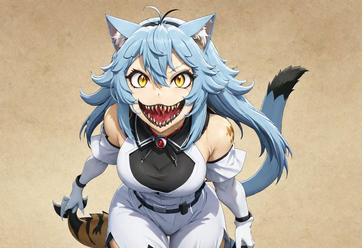 2d,anime,kemono friends, scientists have finally succeeded in creating a catgirl, but its a hideous fleshmutant abomination