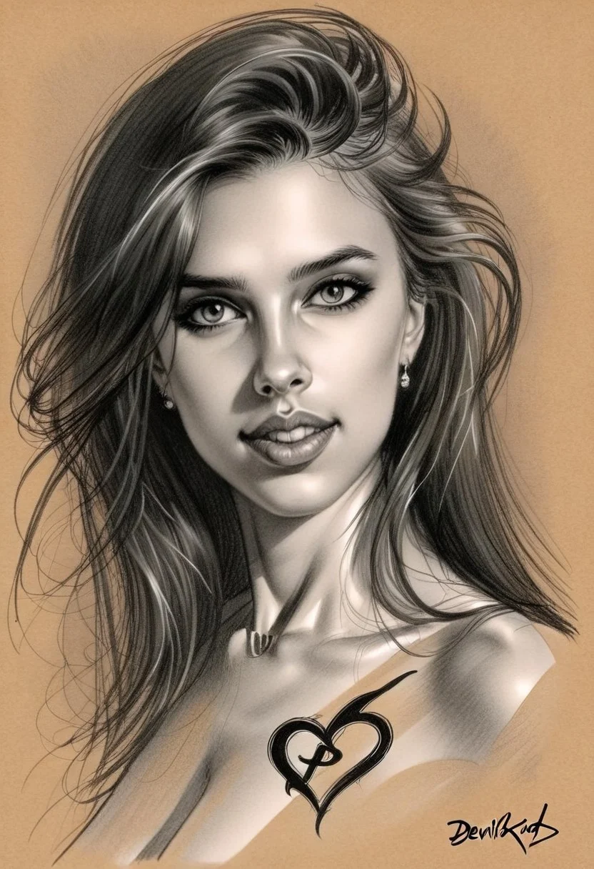 Sketch from busty beauty Y4SM1N3, signed portrait
