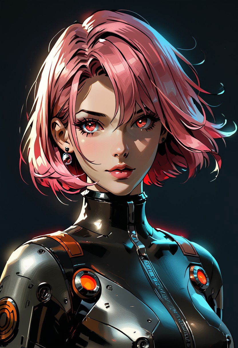 score_9, score_8_up, score_7_up, score_6_up, score_5_up, score_4_up, masterpiece, best quality, raytracing, absurdres, high definition, perfect details, depth of field, good composition, spectacular, volumetric dark lighting, dramatic lighting, absurd, raytracing, 3>lora in weight of: 1.5 + detailed eyes, ((detailed face)), (linear hatching, cel shading, hds style), extremely bright rays of light, dark lighting,  
BREAK 
perfect face, mature, female, space helmet, round helmet, space suit, red eyes, 1girl, solo, sexy, smooth body, cyber Dystopian, pink hair, shadowrun, Enigmatic cyber pilot draped in shadows, beautiful, wearing detailed, black uniform, full body, full body in view, (Partially obscured face, revealing only piercing eyes adorned with kohl.arcane energy aura), sexy body, cowboy shot, masterpiece, ultra-detailed, semi-realistic, kohl.arcane imbued eyes, black bakground, simple background, glowing eyes, (closeup, portrait), full lips,