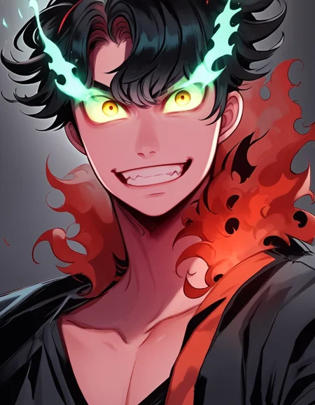 score_9, score_8_up, score_7_up,
source_anime,rating_safe,
male, human, feral, clothing, grin, hair, red hair, smile, teeth, anthro, glowing eyes, glowing, mammal, black hair, hi res, duo,
 <lora:Juder_Art_Style:1.2>