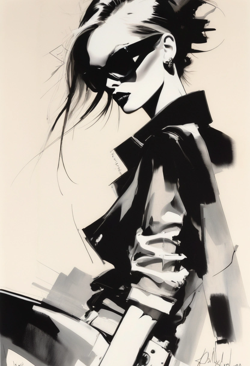fashion illustration by Ashley Wood and David Downton, vogue, punk-chic