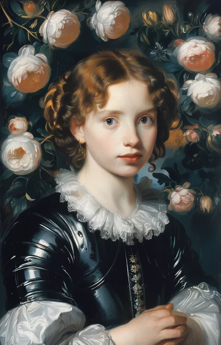 masterpiece,best quality,<lora:tbh218-sdxl:0.9>,illustration,style of Anthony van Dyck tech genius teenage girl