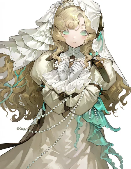 lorelei,1girl,solo,looking at viewer,simple background,white background,veil,cowboy shot,<lora:lorelei'-000014:1>,, masterpiece, best quality, very aesthetic, absurdres,newest, incredibly absurdres,