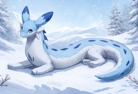 score_9, score_8_up, score_7_up, source_anime BREAK
winter background, snow, ice
Chillet_Palworld, feral, light blue fur, blue eyes, white underbelly, blue back spikes, blue chest markings, blue spots, blue-tipped ears, whiskers, long animal ears, long tail, lying, on stomach smile, looking at viewer, smile
detailed background, beautiful scenery
<lora:add-detail-xl:1>
<lora:Chillet_Palworld:1>