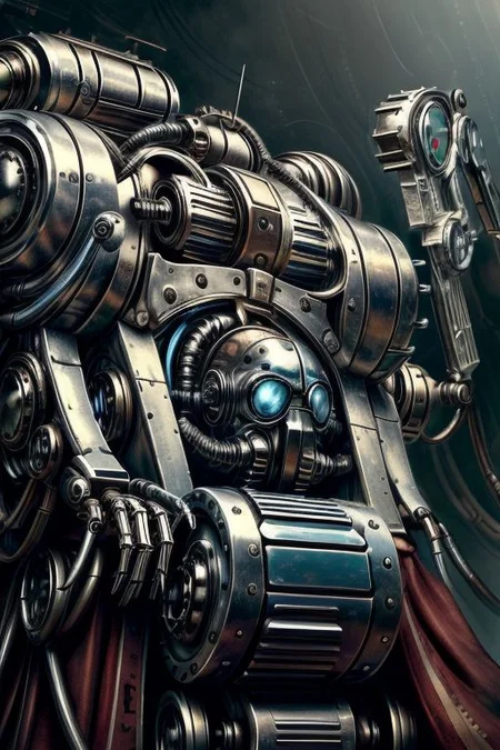 ((masterpiece,best quality)), absurdres, BREAK
mechanical arms, robes, hood, BREAK
((techpriest)), cyborg, mechanical face, mechanical limbs, gas mask, mechanical tentacles, (mechanical backpack), blue cloak, BREAK
1other, solo, holding gun, weapon, gun, firearm, BREAK
(chrometech ),