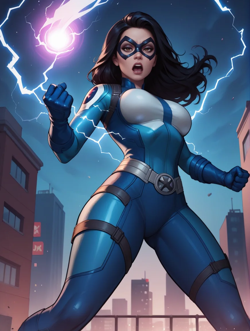 score_9, score_8_up, score_7_up,score_6_up, score_5_up, score_4_up , 1girl, solo,
large breasts,
dreamerdg,
long hair, brown eyes, black hair,
blue bodysuit, blue gloves, superhero, domino mask,
looking at viewer,
aura,
half-closed eyes,
open mouth,
from below,
city, night, fighting stance, electricity,
<lora:Dreamer DG PonyXL V1-000002:0.90>
