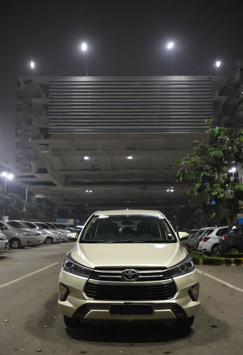 Toyota Innova, morning dawn, parking lot, night