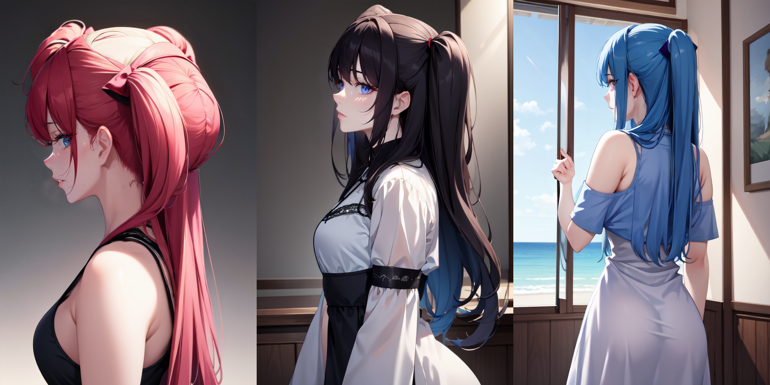 highly insanely detailed, masterpiece, top quality, best quality, highres, 4k, 8k, RAW photo, (very aesthetic, beautiful and aesthetic), two side up, 
__lazy-wildcards/dataset/background-color__, 
<lora:two_side_up-1.0:0.8>âââ