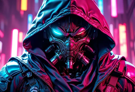 In the style of surrealism, a cyberpunk warrior. , <lora:bv-neoartsty.safetensors:1.0:1.0>