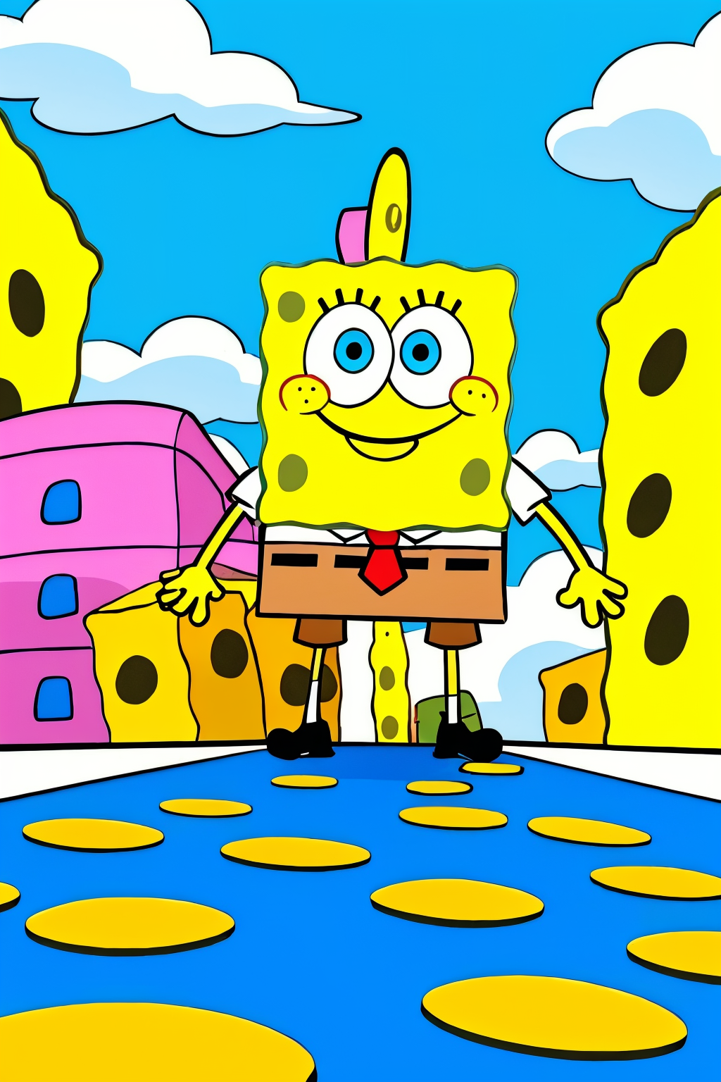 (view from bottom), (Realisitc:1.5), spongebob, <lora:EdobSpongeBobSquarePants_v1.0:0.8>
