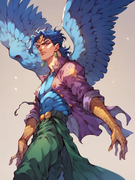 score_9, score_8_up, score_7_up, score_6_up,  <lora:j0j0XLP:1> j0j0, (jojo bizarre adventure:0.3),hawk