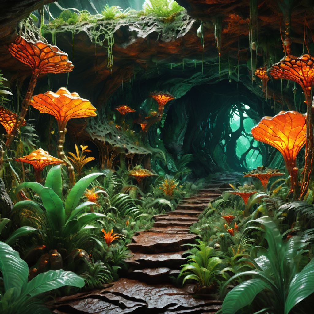 ((best quality)), ((masterpiece)), ((realistic,digital art)), (hyper detailed),DonMG414XL Jungle Cave Pearl, octane rendering, raytracing, volumetric lighting, Backlit,Rim Lighting, 8K, HDR,   <lora:DonMG414XL-000015:1>