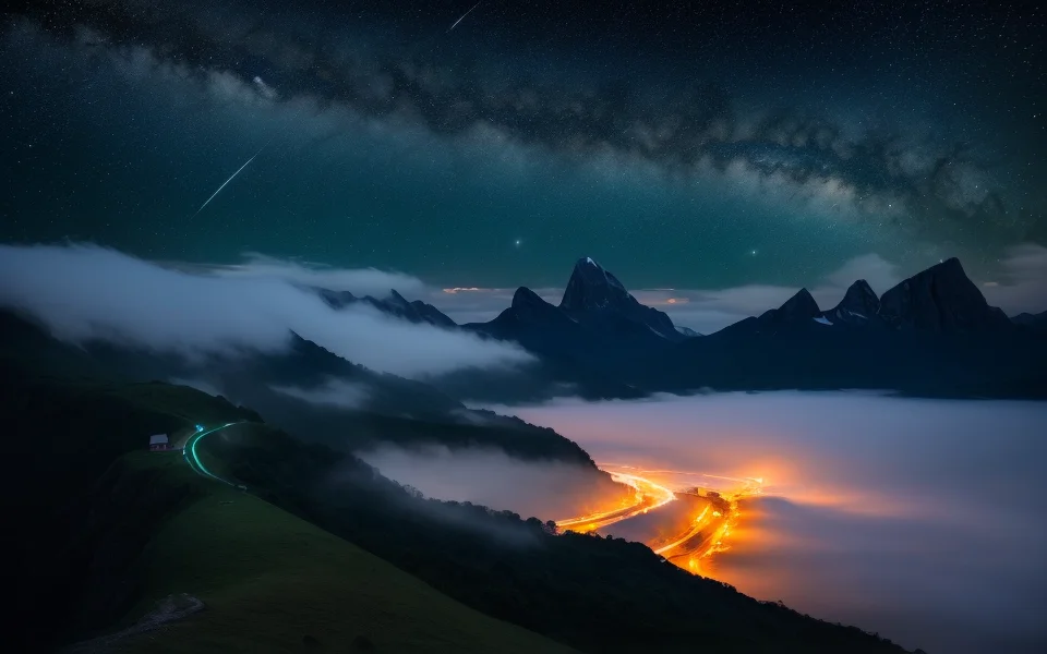 (masterpiece, high quality, highres,Highest picture quality), (Master's work),
detailed background, masterpiece, best quality, scenery, mountains,starry sky, night, night sky,star, Milky Way,(fog:0.9), silence nature,moonlight, ocean,
<lora:epiNoiseoffset_v2:1>, <lora:mochaBeautifulSky_v10:0.6>