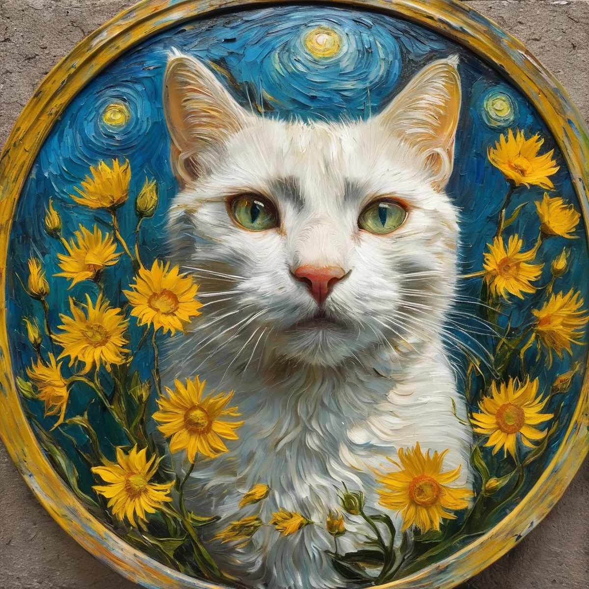 masterpiece,best quality,<lora:tbh323-sdxl:0.6>,cat in fisheye,flowers,<lora:tbh123-sdxl:0.2>,paint by Vincent van Gogh,
