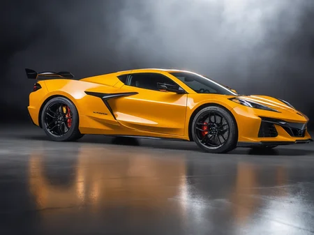 a professional closeup photo of cvttz06 car complete car, studio background, spot lights, rim light, windows casting light, foggy, reflective concrete floor, 8k, uhd, sublime, breathtaking <lora:cvttz06_car_t12_SDXL-000010:0.7>