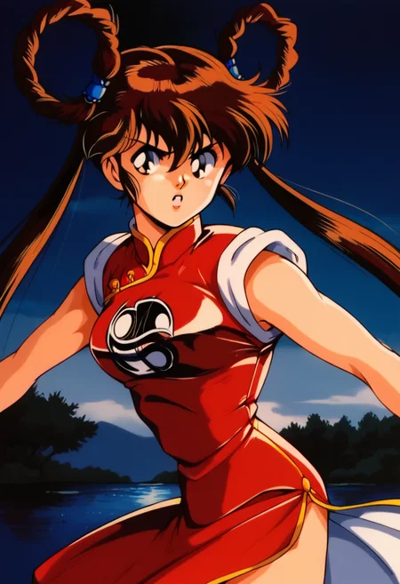 score_9, score_8_up, score_7_up, score_6_up, score_5_up, score_4_up, masterpiece, best quality, BREAK,
1girl, outdoors, night, chinatown,   <lora:Mamono_Hunter_Youko:1> dyohko, long hair, brown hair, hair rings, chinese clothes, red dress, sleeveless, dynamic pose, retro tyle
