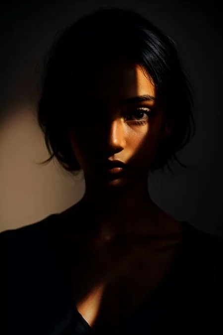 A mesmerizing conceptual art illustration featuring a stunningly elegant black woman, showcasing her exquisite features and enigmatic expression