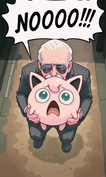 embedding:IllusP0s, g00se, smelling another's hair, smelling from behind, 1boy, nose, high angle, from above, jigglypuff, scared, ><, old man, fake moustache, aviator sunglasses, suit, speech bubble, NOOO!!!", screaming,<lora:g00se_v2_ill.safetensors:1.0:1.0> <lora:NOOO_illustrious.safetensors:1:1> <lora:smelling another's hair, smelling from behind_illustrious.safetensors:1:1>