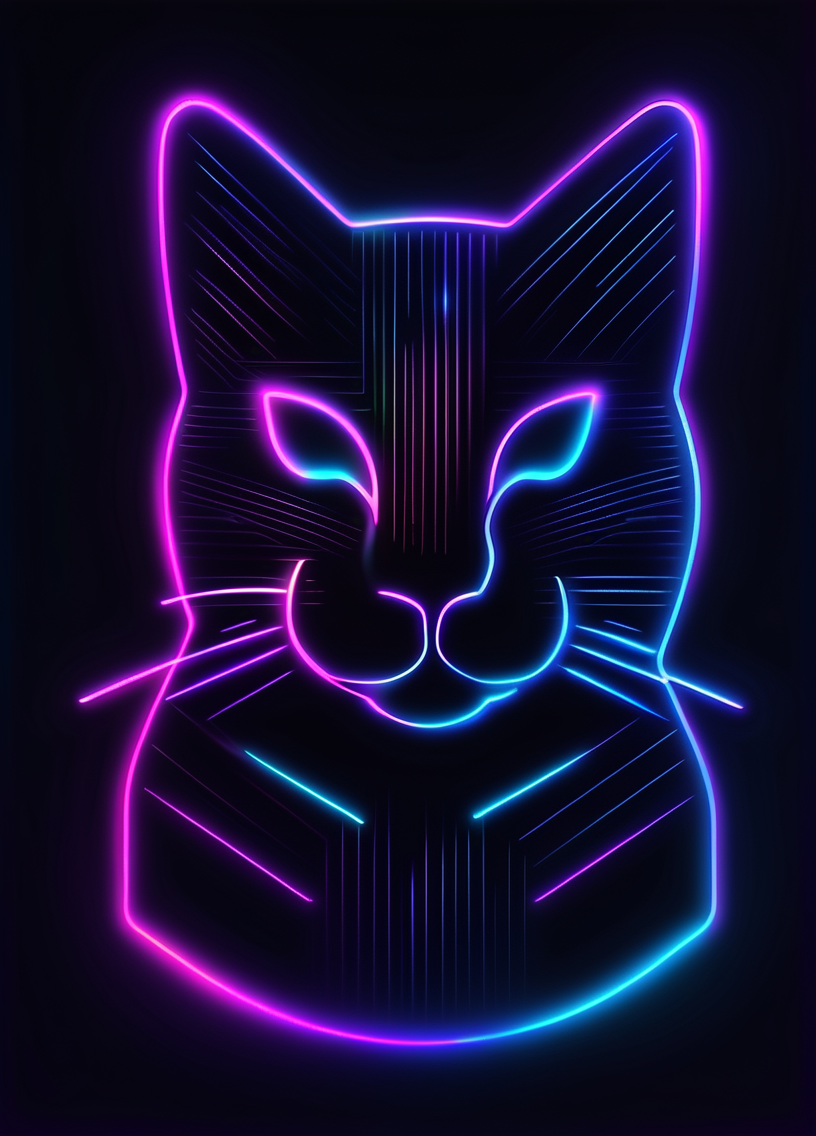 cat,  <lora:neon_icon:1>