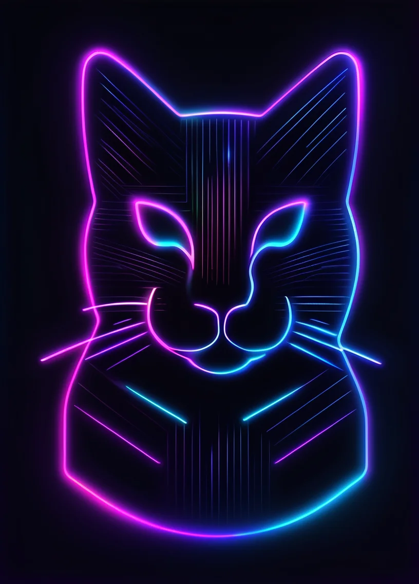 cat, <lora:neon_icon:1>