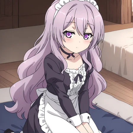 newest,absurdres,masterpiece,highres,<lora:noobai_ep11_stabilizer_v0.138_fp16>,<lora:ibarada2:1>,ena_ibarada,long hair,kneeling,maid,