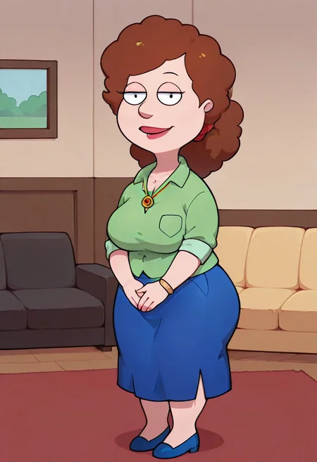 score_9,score_8_up,score_7_up,score_6_up,best quality, 1girl, solo, living room, couch, indoors,
BREAK
unnamed girl, brown hair, black eyes, (mature female:1.5), (plump:1.2), large breasts, gigantic ass, gigantic hips, green sweater, rolled up sleeves, blue skirt, navy blue shoes, own hand together, smile, looking at viewer, long skirt, half-closed eyes, necklace,