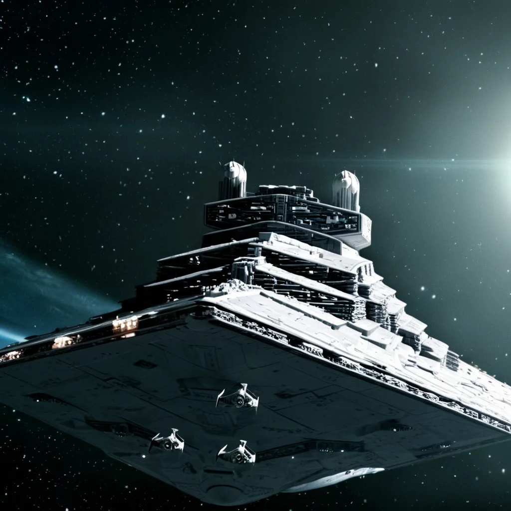cinematic film still of <lora:star wars style v2:0.3>
<lora:detailed:0.2>
<lora:perfection style:0.2>
<lora:Ron Fricke style:0.1>
<lora:Imperial Star Destroyer:0.9>
Imperial Star Destroyer a star destroyer is flying through space with other ships,military,no humans,star (sky),science fiction,military vehicle,space,vehicle focus,planet,spacecraft , star wars style, laser weapon beams firing everywhere all over scene, shallow depth of field, vignette, highly detailed, high budget, bokeh, cinemascope, moody, epic, gorgeous, film grain, grainy