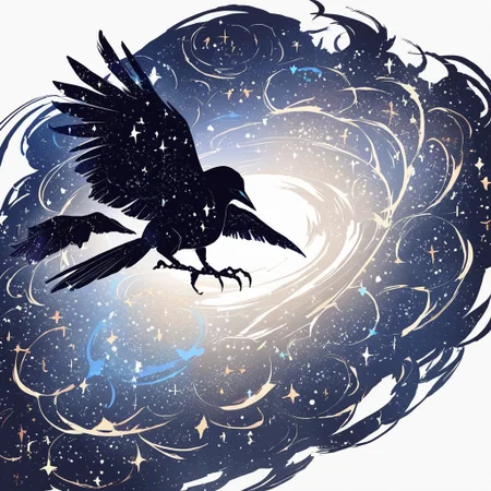 (anime), white background, crow, galaxy, (masterpiece), score_9