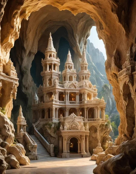 <lora:MarbleCastaluminumWorldXL:1> (palace in the middle of the caves MarbleCastaluminumWorld )((Photo Focus, DOF, Aperture, insanely detailed and intricate, character, hypermaximalist, hyper realistic, super detailed,)) (smile at viewer:1.3)
