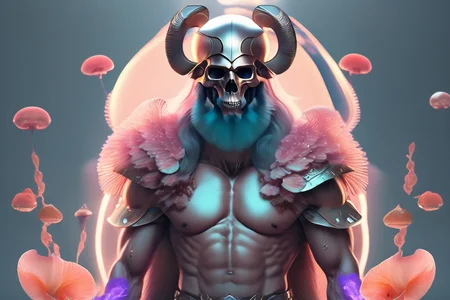 photo of a barbarian warrior holding a sword, portrait, skull, ram skull, jellyfish, orchid, betta fish, bioluminescent, intricate artwork by tooth wu and wlop and beeple. octane render, trending on artstation, very coherent symmetrical artwork. cinematic, hyper realism, high detail, octane render, 8k <lora:Lexica_XL_V1:1> Lexica art style