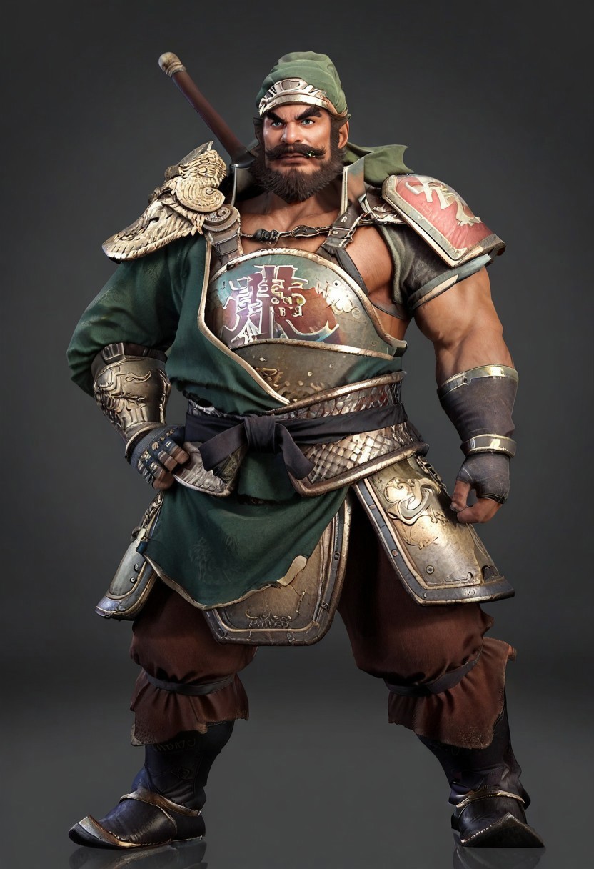 Zhang Fei,Armor,headwear, mustache and beard, potrait