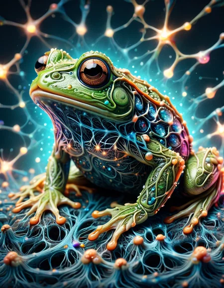 macro photo, a beautiful frog, glowing lights, beautiful magical sparkles, vibrant whimsical colors <lora:ral-braynclz-sdxl:1> ral-braynclz