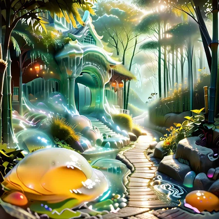 borzoi dog running down a bamboo path, borzoi dog made out of slime, detailed borzoi dog,
detailed scenery, scenery made out of slime, bamboo made out of slime, green slime bamboo, brown slime wicker fence, brown slime pagoda, red slime brick path,
BambooforP, background, bamboo forest, path,
everything made of slime, No simple background,
((translucent slime)), ((transparent slime)), (bioluminescent slime), sl1m3, slime, ais-blmn, watce, je11y, thickwater, great lighting, ral-lava, even lighting, no bright spots,