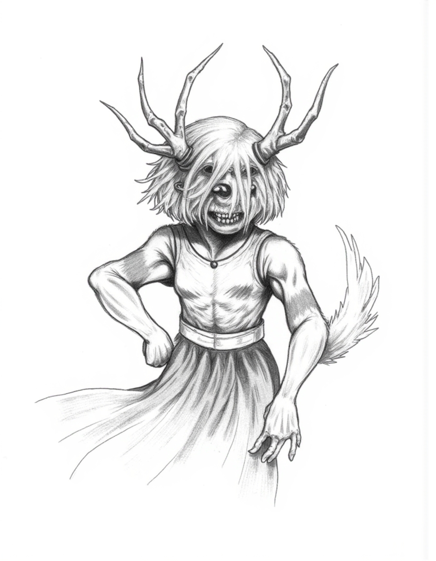 Halloween_Art_Style_Concept, A black-and-white pencil drawing
