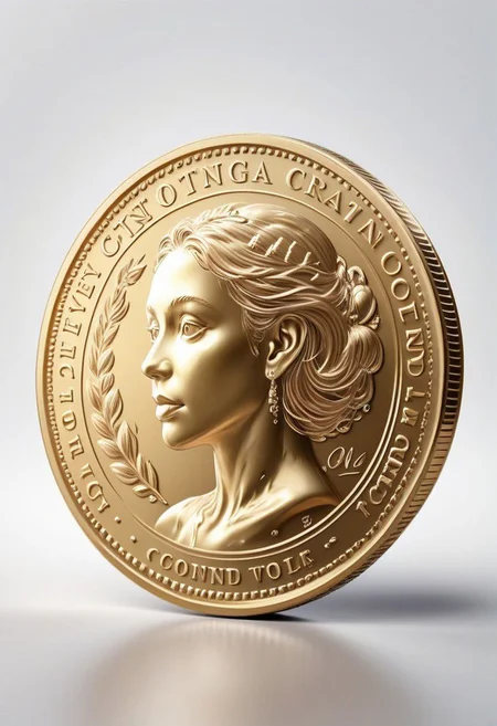 gold coin ,white background and write AI CONTENT CREATOR inside
