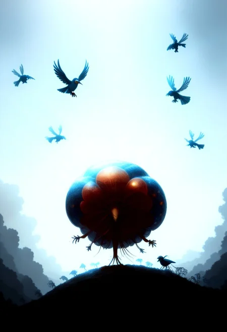 masterpiece, best quality, good quality, very awa, newest, highres, absurdres, ,score_9, score_8_up, score_7_up,
Giant translucent jellyfish drifting through the clouds, soft bioluminescent glow illuminating the mist, with tiny birds perched on its tendrils
<lora:illustriousXL_stabilizer_v1.23:0.3> <lora:NOOB_vp1_detailer_by_volnovik_v1:0.3> <lora:ponyv6_noobE11_2_adamW-000017:0.3> <lora:114558v4df2fsdf5:0.7> <lora:mon_monmon2133:0.6>